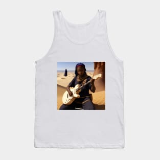 electric guitar touareg player in the desert landescape music heavy Tank Top